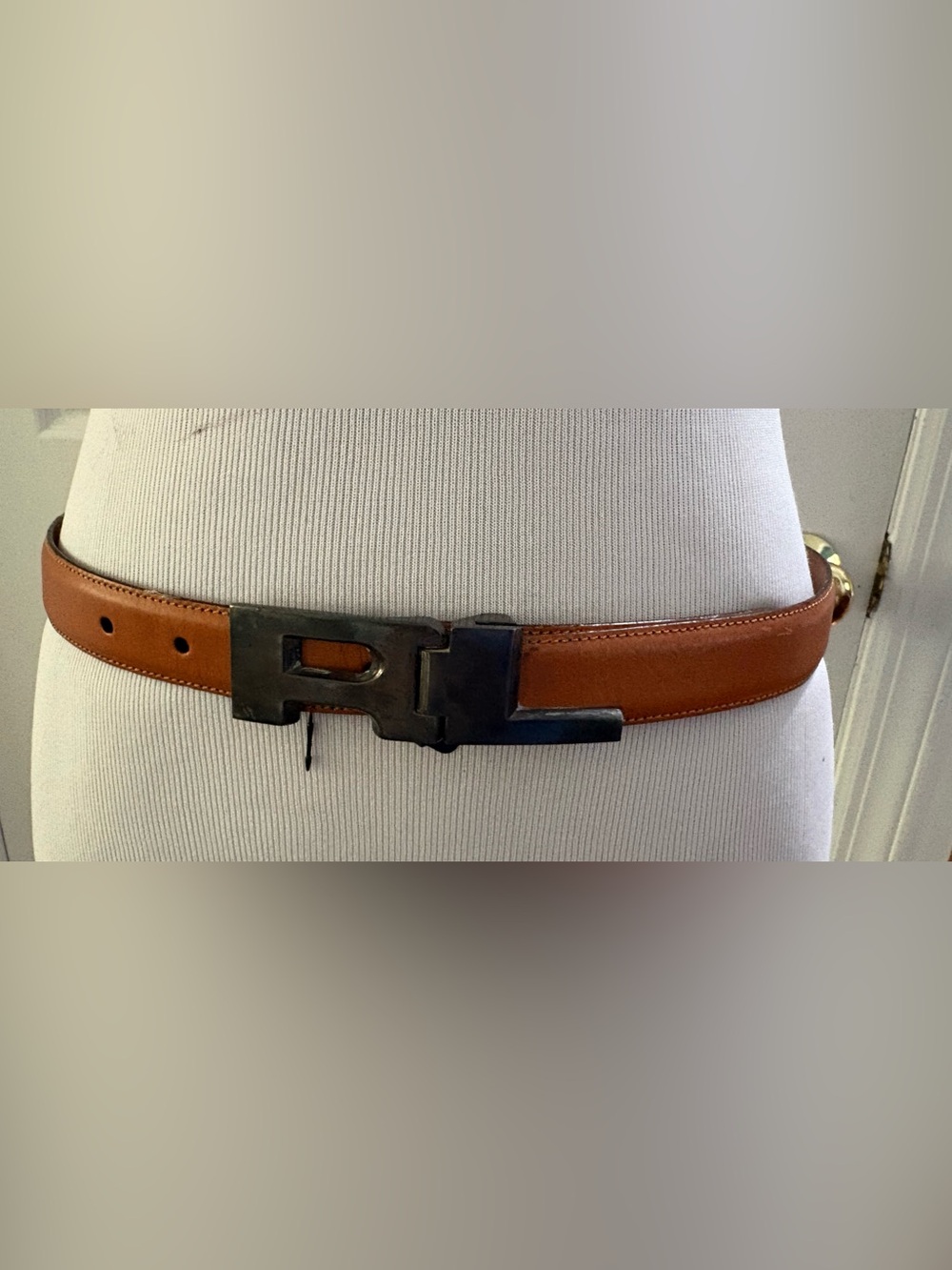 Vintage Purple Label Ralph Laure Brown Leather Belt Distinctive Buckle  Sz 30
